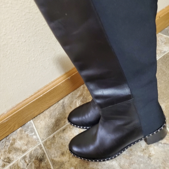 NIB Adrianna Papell Studded Phoebe High Boots Leather - Picture 5 of 7